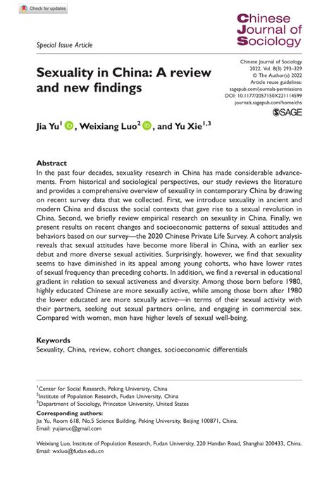 Sexuality in China: A review and new findings